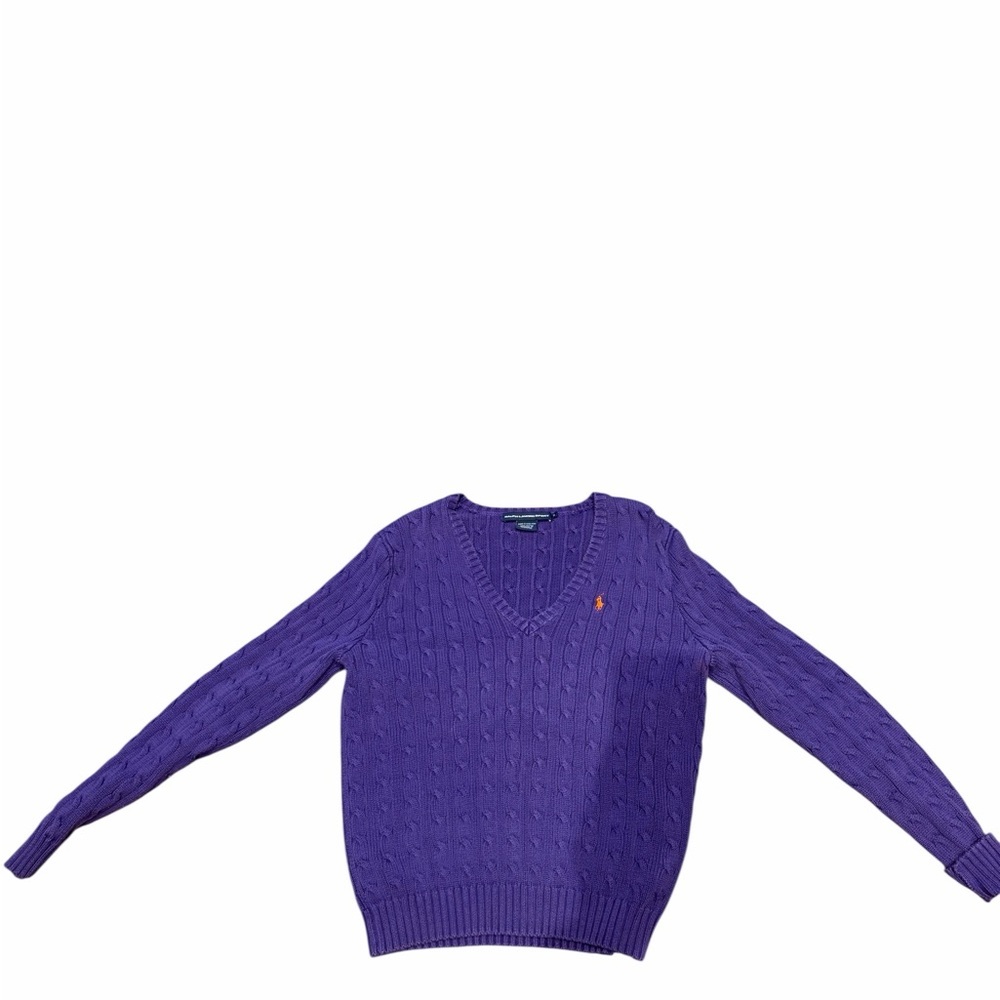 Ralph Lauren Sport Purple Cable Knit Sweater XL - Picture 2 of 6